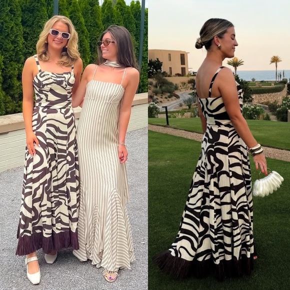 NWT ANTONIO MELANI Style Somers Swirl Print Linen Blend Straw Trim Two Piece Set - Picture 2 of 13